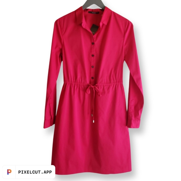 Tahari Dresses & Skirts - Tahari 'Rory' Crisp Cotton Tickled Pink Long-Sleeve Spring Shirtdress - Size 8